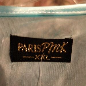 NWT Paris Pink Light Blue Gown & Robe Set w Scalloped Floral Trim Size XXL